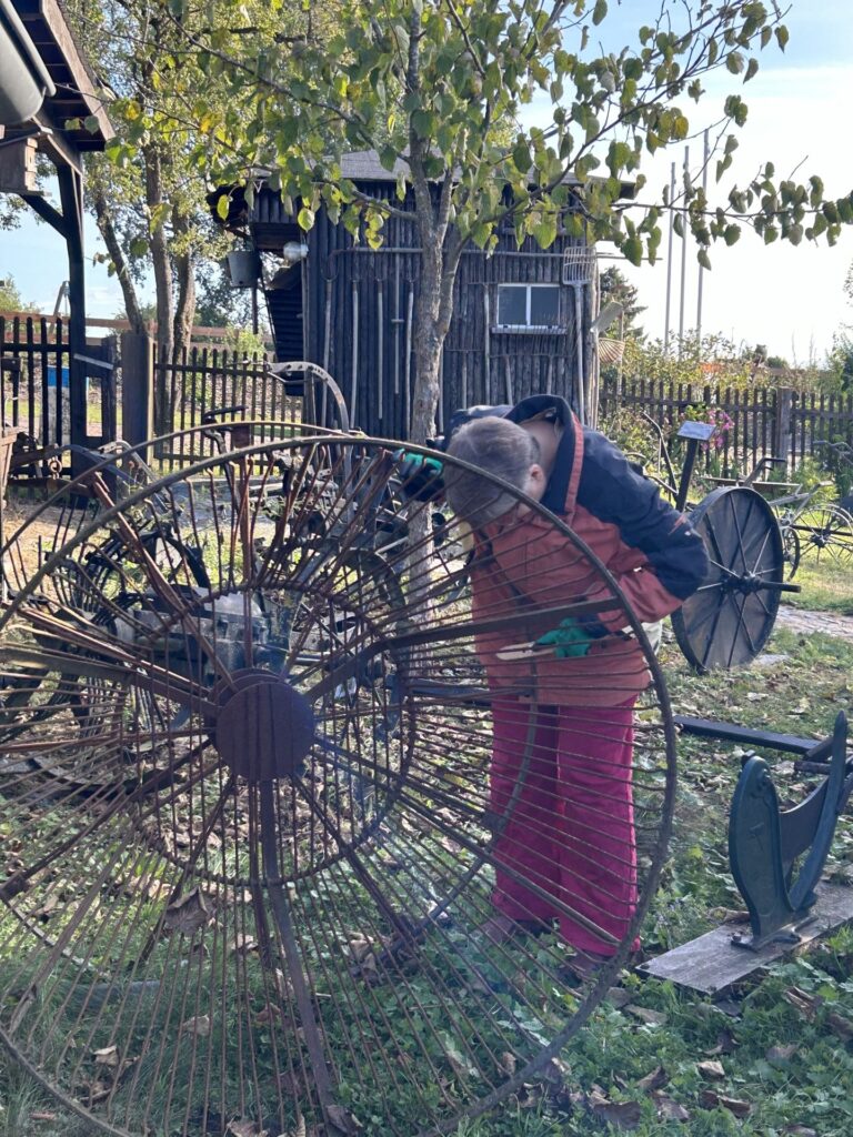 Historische landwirtschaftliche Gerätschaft im Mühlengarten